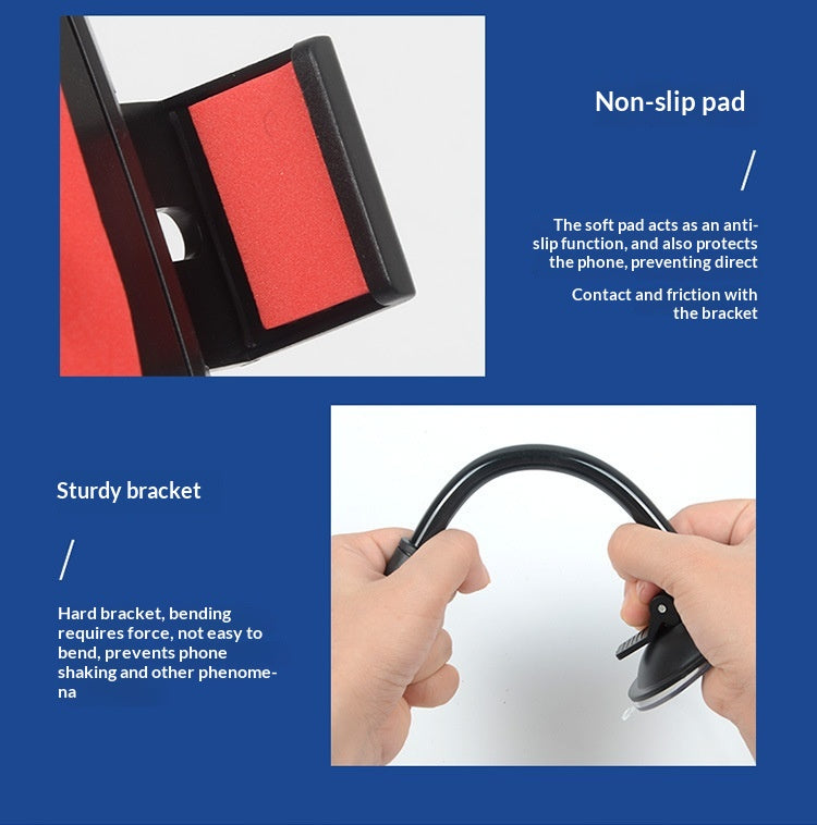 Windshield Hose Style Car Phone Holder Suction Cup Mount Center Console Phone Bracket