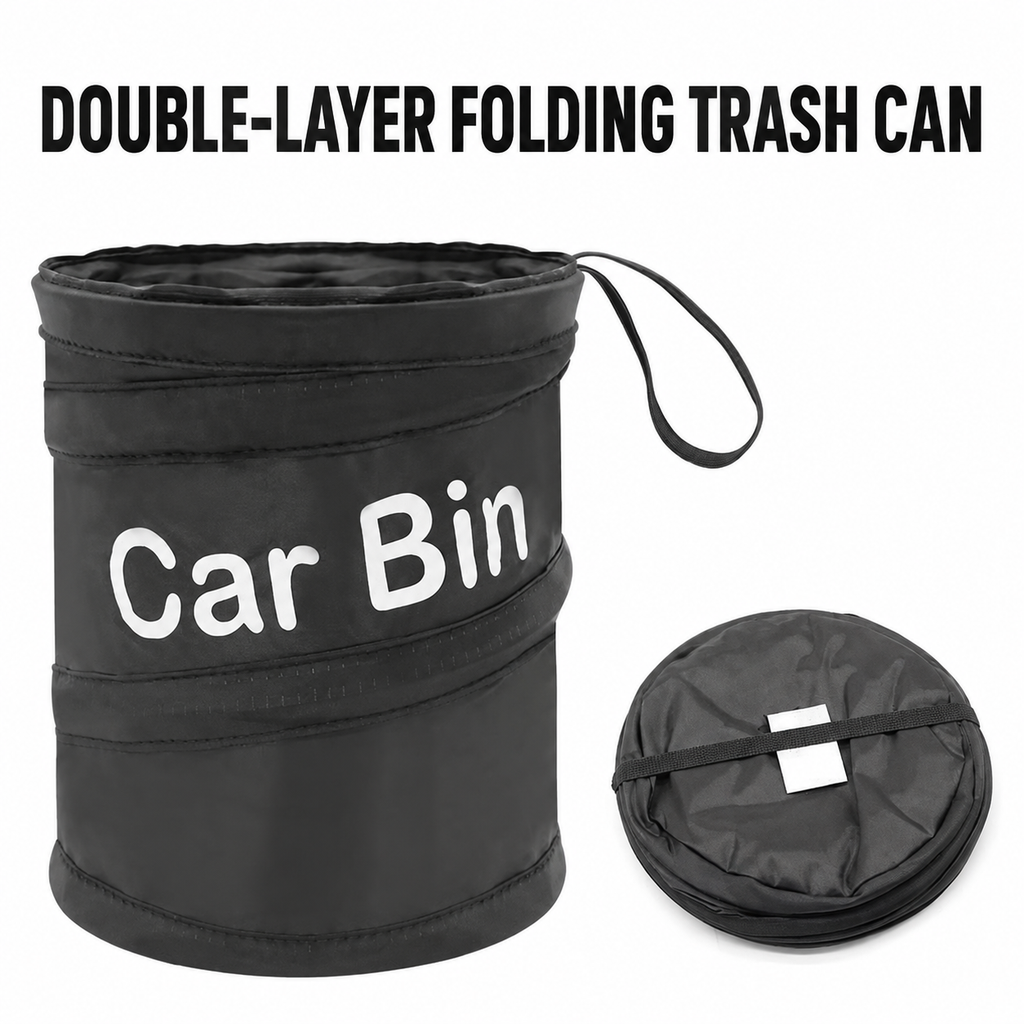 Collapsible Car Trash Can – Foldable In-Car Storage Bin for Front or Back Seats, Can Be Hung or Placed Upright