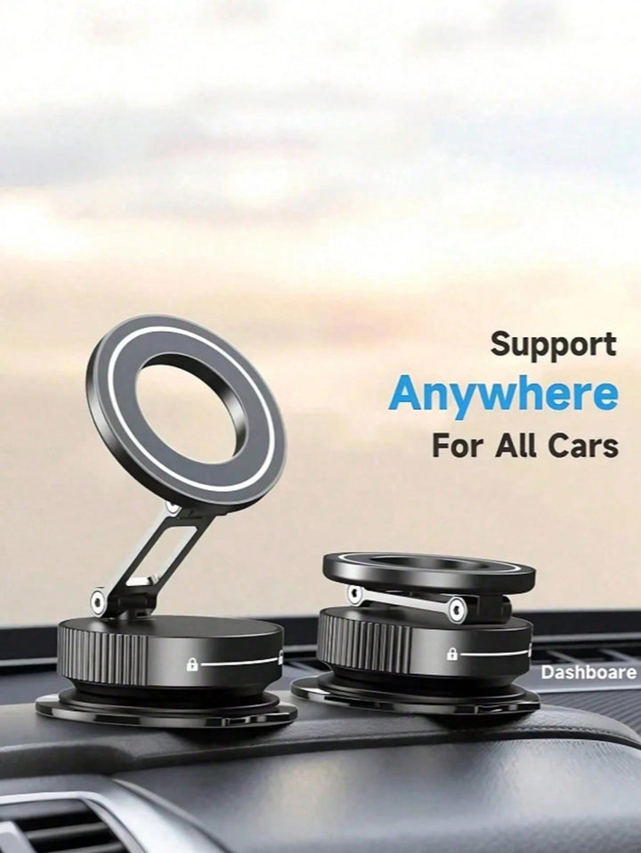 Multifunctional 360° 3-Axis Foldable MagSafe Car Phone Mount - Vacuum Magnetic Base, Supports Navigation, Compatible With All MagSafe Devices, Zinc Alloy Material, Multi-Angle Adjustment, Compact Foldable Design, No Damage To Car Interior