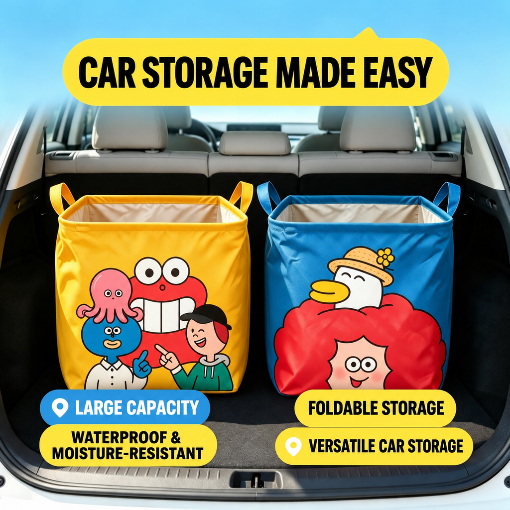 Foldable Car Trunk Organizer Storage Bin with Handles, Collapsible Car Storage Organizer for Groceries, Toys and Travel Essentials