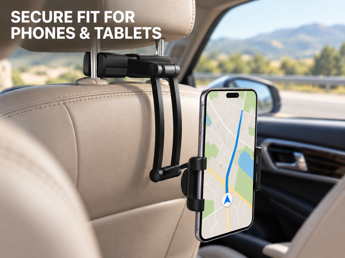 Universal Car Headrest Phone & Tablet Holder for Backseat Entertainment