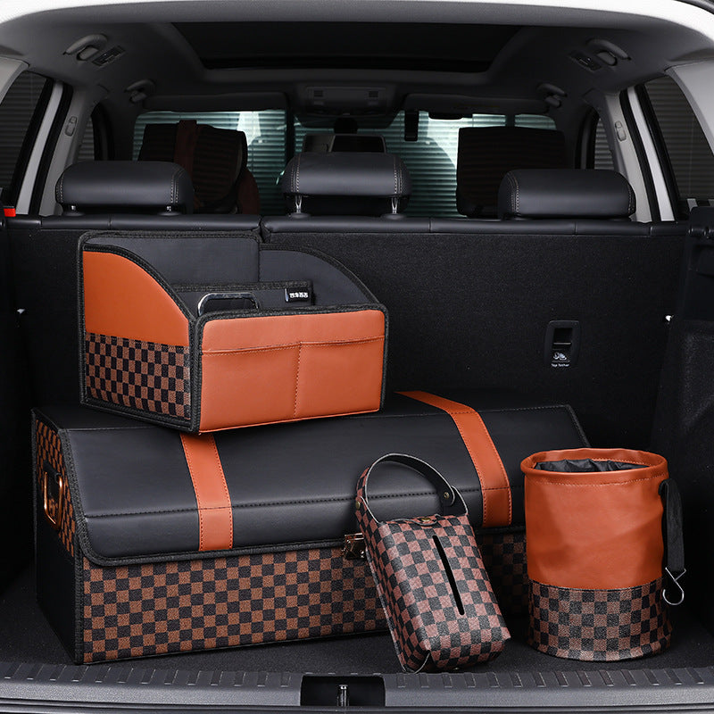 Multifunctional Retractable Leather Interior Trash Can