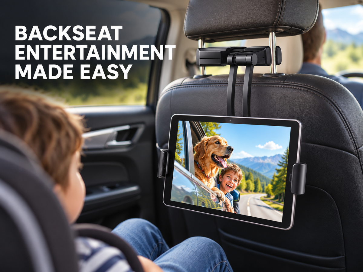 Universal Car Headrest Phone & Tablet Holder for Backseat Entertainment
