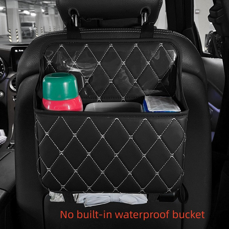 Quilted Car Seat Hanging Organizer & Trash Bag with Tissue Pocket