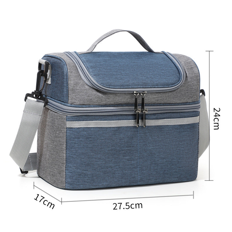 Double-layer Color Matching Lunch Bag Thick Aluminum Foil Large Capacity Insulated Bag