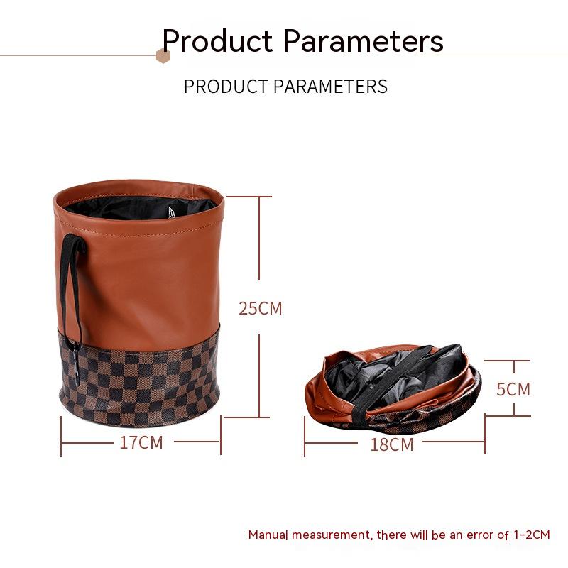 Multifunctional Retractable Leather Interior Trash Can