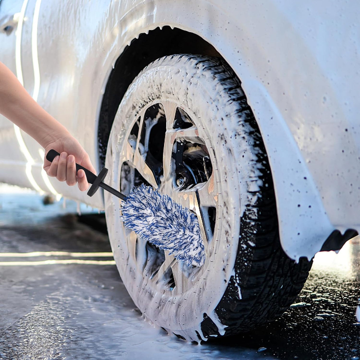 Car Wheel Brush Wheel Cleaning Brush, Soft Synthetic Wool, Metal-Free