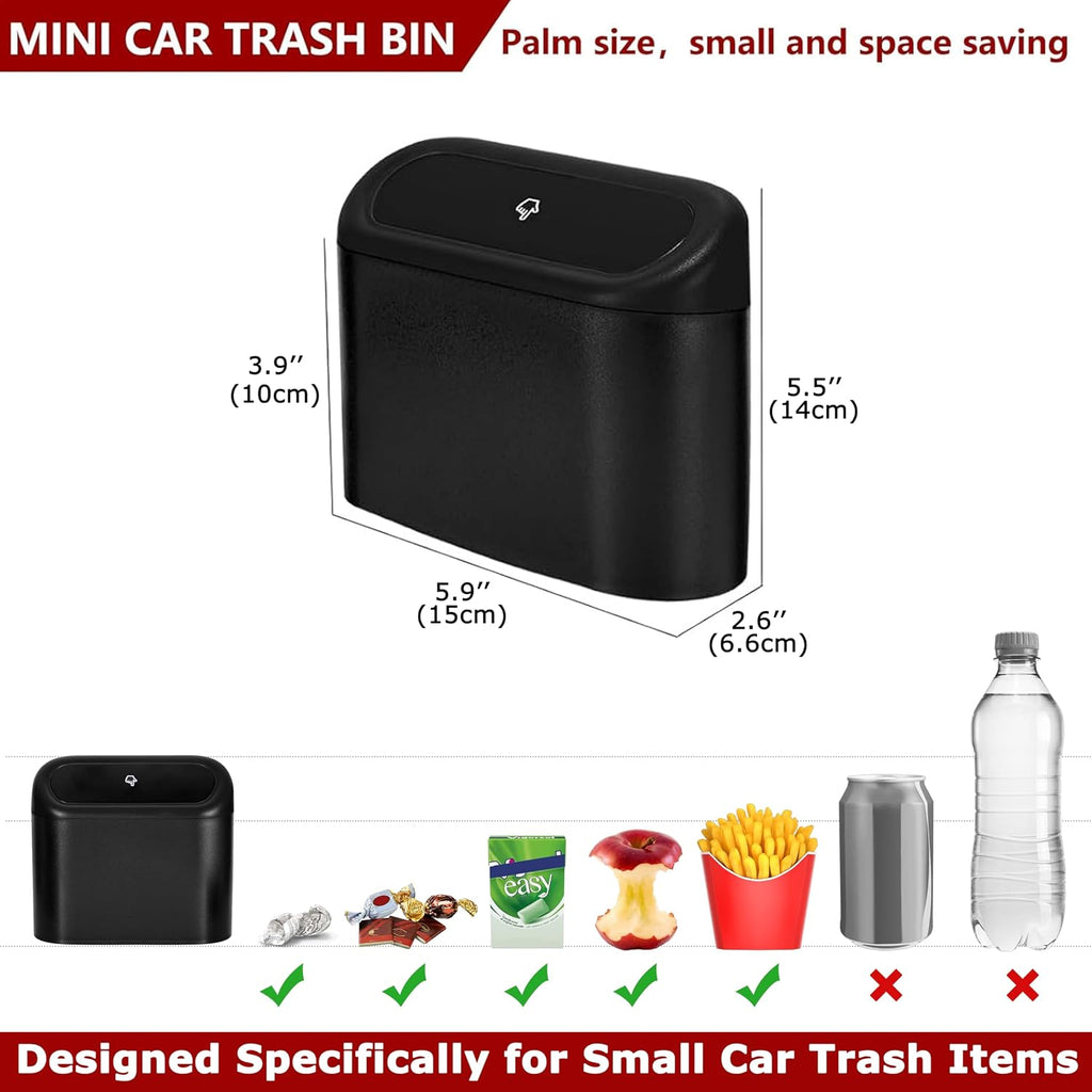 Mini Car Trash Can with Lid, Small Car Garbage Can, Cute Leakproof ABS Trash Bin, Cars Accessories for Interior, Garbage Bin for Car, Home