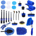 26Pcs Car Detailing Brush Kit Exterior Interior Car Cleaning Set Drill Brush Set Car Buffing Sponge Pads Kit For Cleaning Automobile Interior Exterior Wheels Dashboard