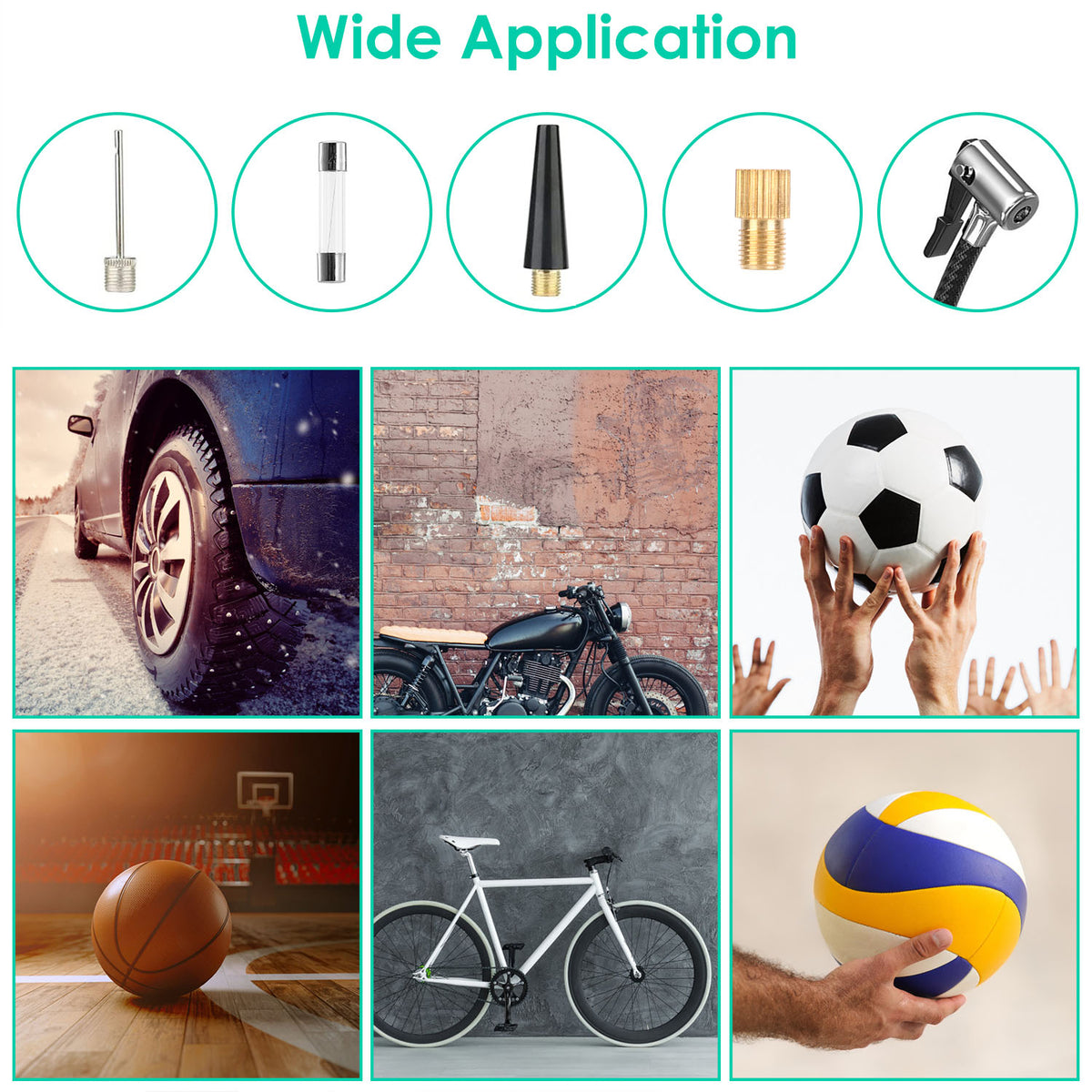 1Pc Portable Tire Inflator 120 PSI Maximum 90W Powered Tire Inflator With Digital Display LED Light Inflatable Nozzle Needle Fuse Air Compressor For Bikes Motorbikes Car Balls