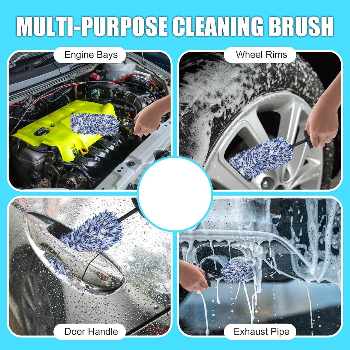 Car Wheel Brush Wheel Cleaning Brush, Soft Synthetic Wool, Metal-Free