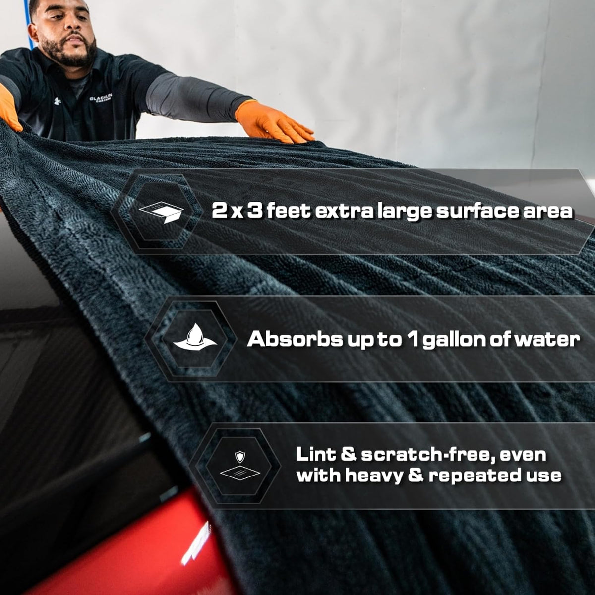 Microfiber Car Drying Towel 24"x36", 1300GSM Twisted Loop
