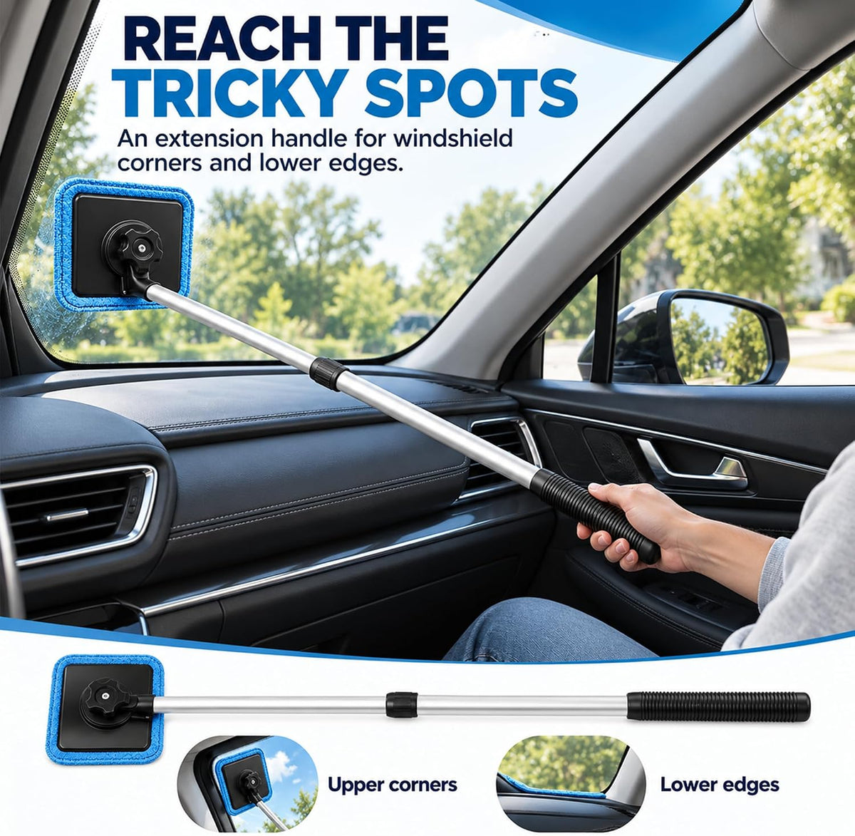 Dual Magnetic Car Windshield Cleaner, Dual Side Car Glass Cleaner, 1 Set