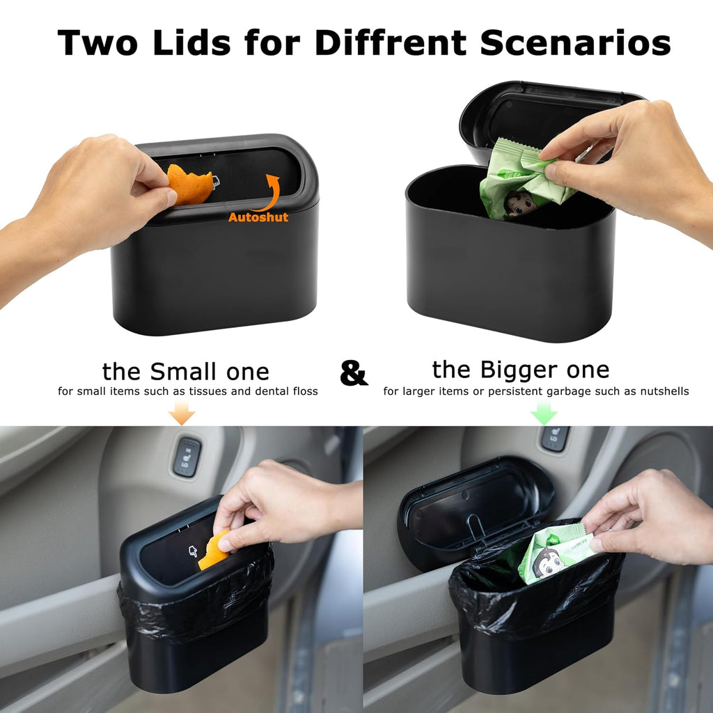 Mini Car Trash Can with Lid, Small Car Garbage Can, Cute Leakproof ABS Trash Bin, Cars Accessories for Interior, Garbage Bin for Car, Home