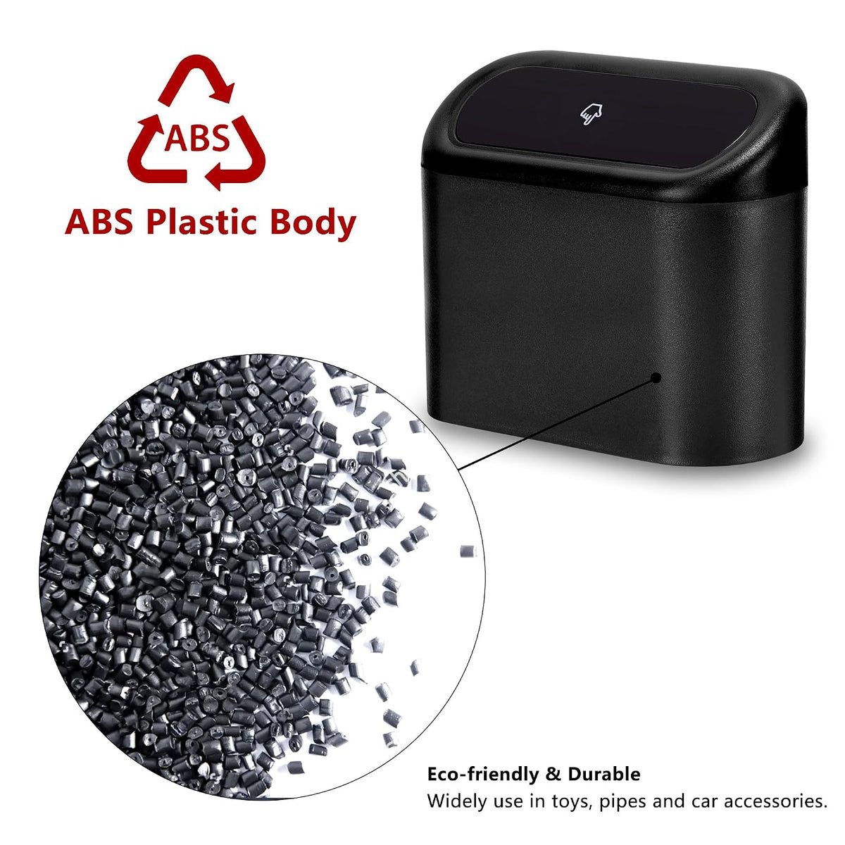 Mini Car Trash Can with Lid, Small Car Garbage Can, Cute Leakproof ABS Trash Bin, Cars Accessories for Interior, Garbage Bin for Car, Home