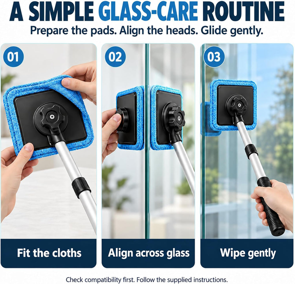 Dual Magnetic Car Windshield Cleaner, Dual Side Car Glass Cleaner, 1 Set