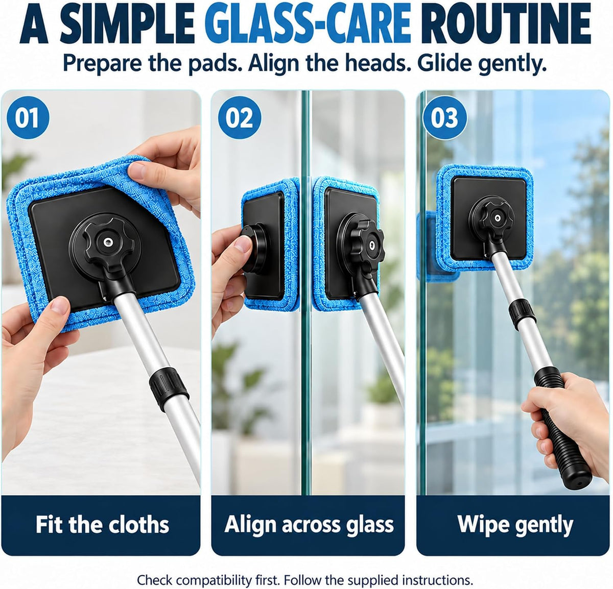 Dual Magnetic Car Windshield Cleaner, Dual Side Car Glass Cleaner, 1 Set