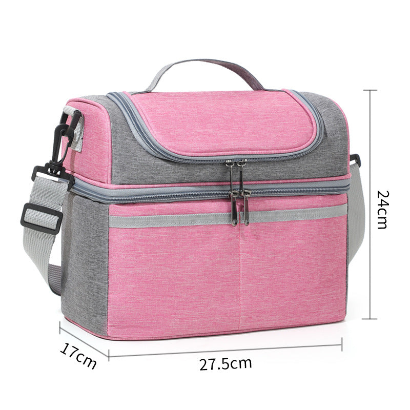 Double-layer Color Matching Lunch Bag Thick Aluminum Foil Large Capacity Insulated Bag