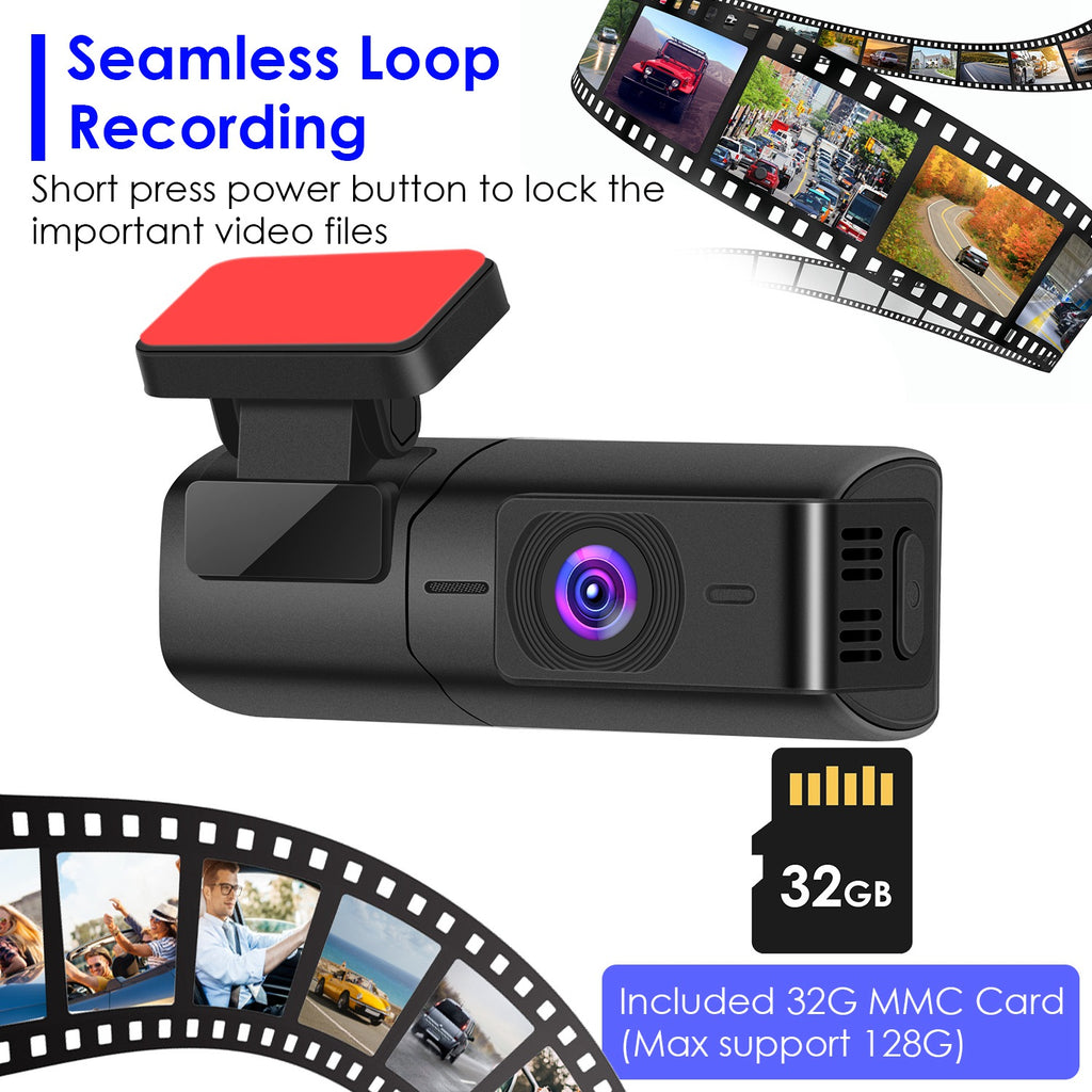 1Pc 2K HD Front Dash Cam For Car With IPS Screen Night Vision Loop Recording Included 32G Storage Card 140 Degree Wide Angle WiFi App Control Front Dashcam