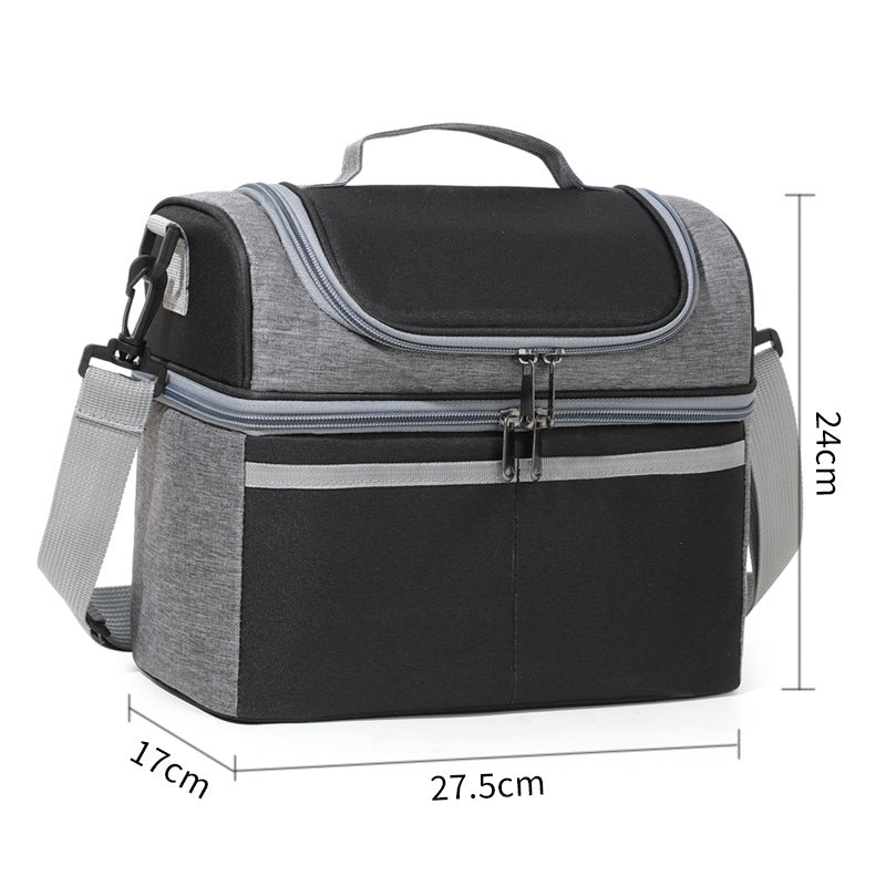 Double-layer Color Matching Lunch Bag Thick Aluminum Foil Large Capacity Insulated Bag