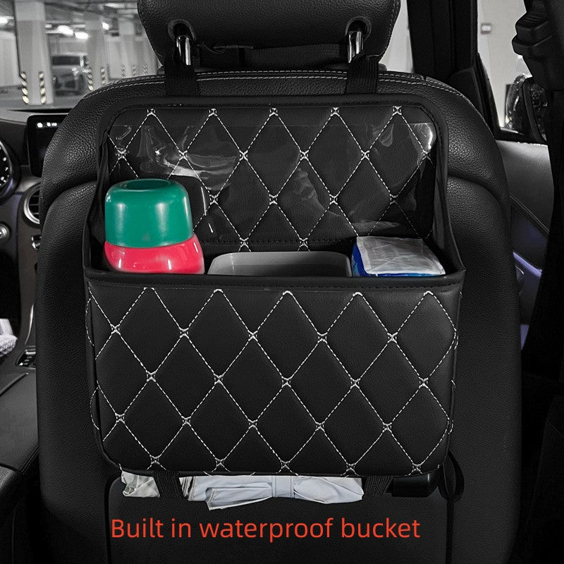 Quilted Car Seat Hanging Organizer & Trash Bag with Tissue Pocket