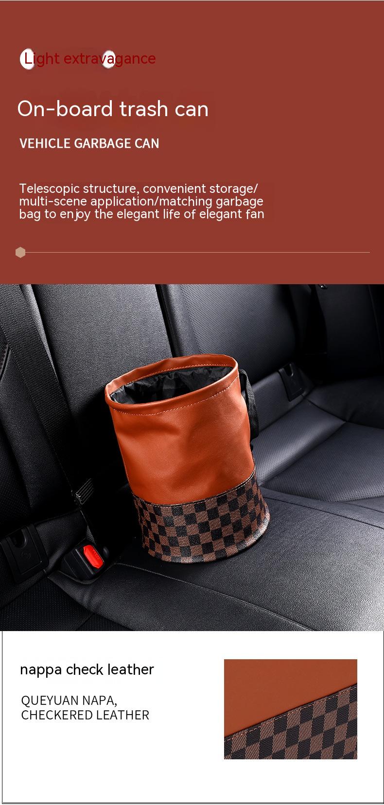 Multifunctional Retractable Leather Interior Trash Can